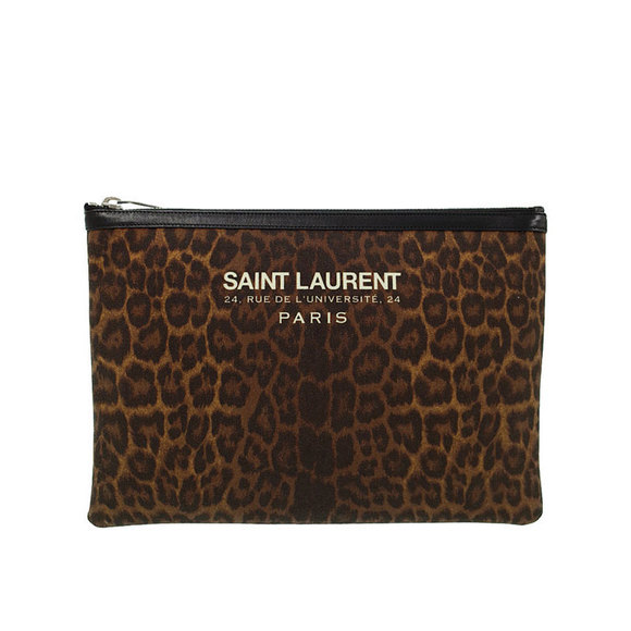 Saint Laurent Clutch Bag Leopard Beach PARIS - Picture 1 of 8